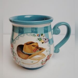 Pioneer Woman Gingham Plaid Western Farmhouse Stoneware Coffee Mug 16oz.